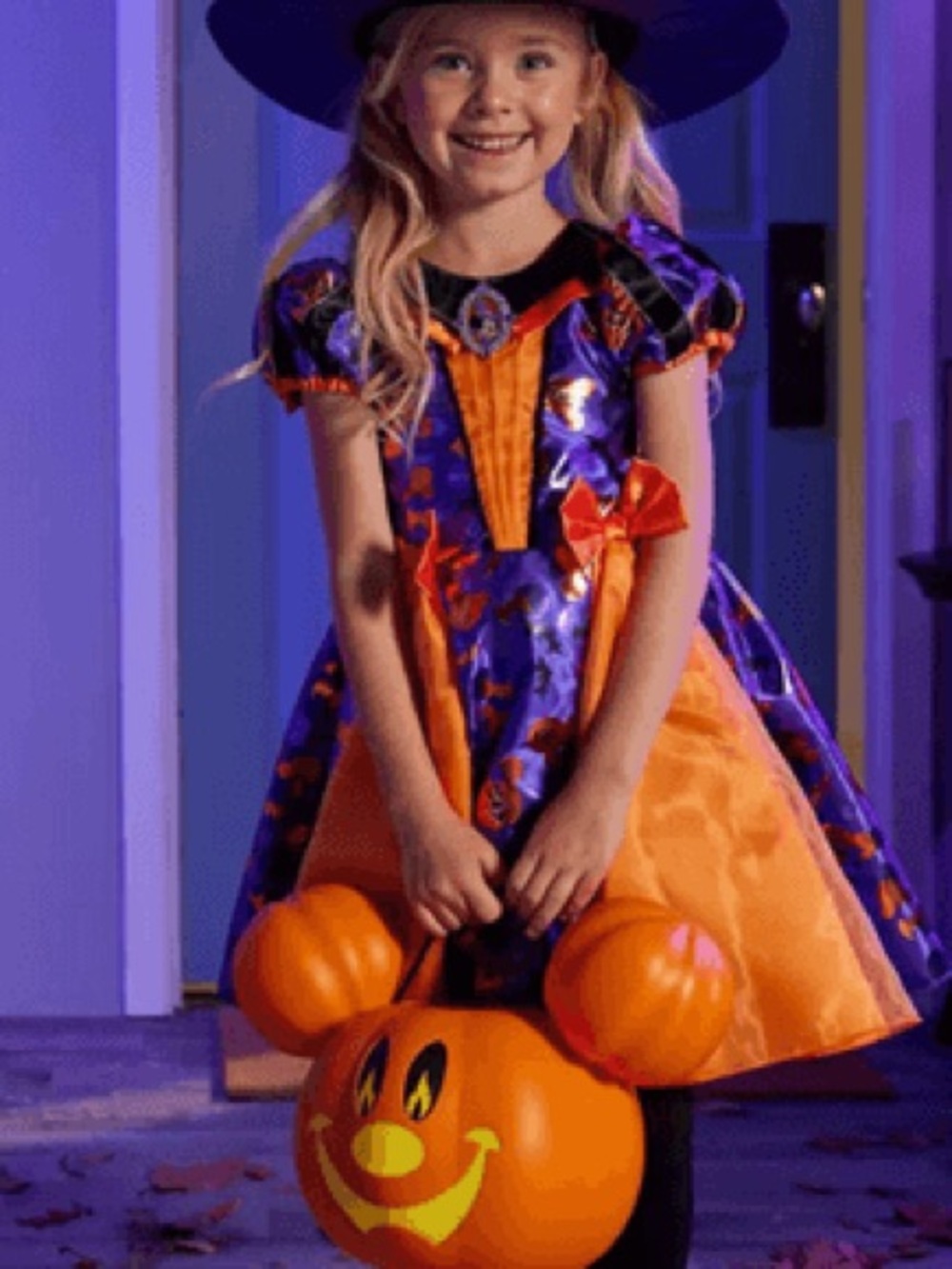 Disney Minnie Mouse Halloween Costume Dress Girls Size 7/8 Purple Orange Pumpkin - Picture 2 of 9
